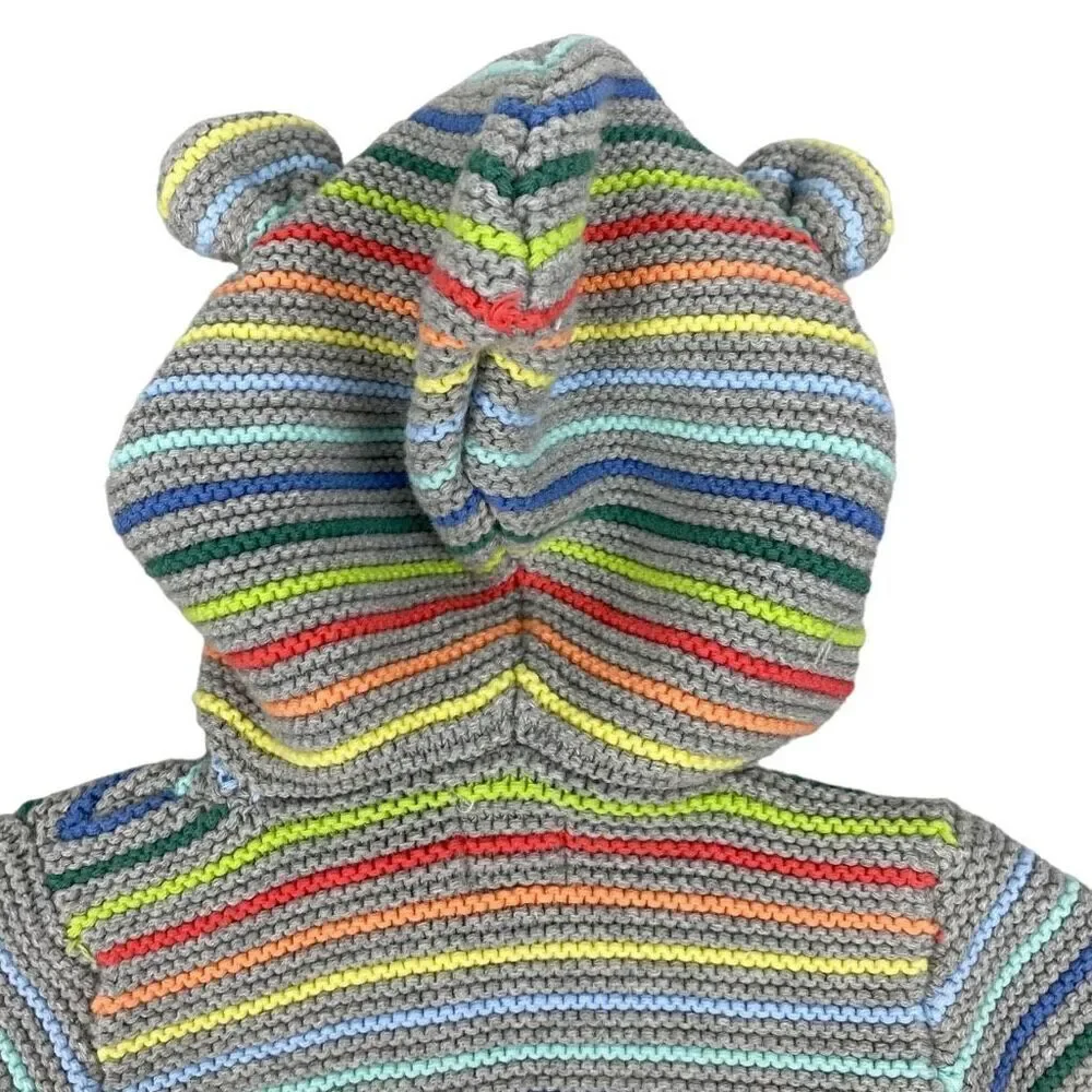 Baby Gap Garter Knit Rainbow Hooded Cardigan Sweater size 6-12 months